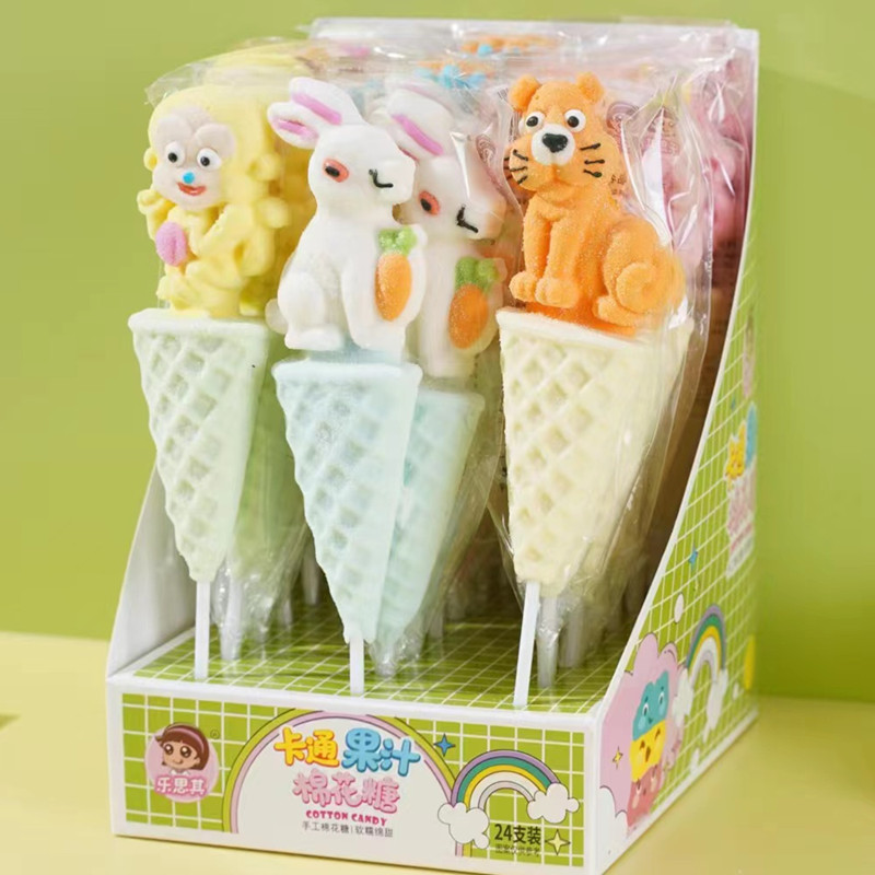 整盒24支35克创意卡通软糖 棒棒糖棉花糖串烧kt猫软糖烘培蛋糕店