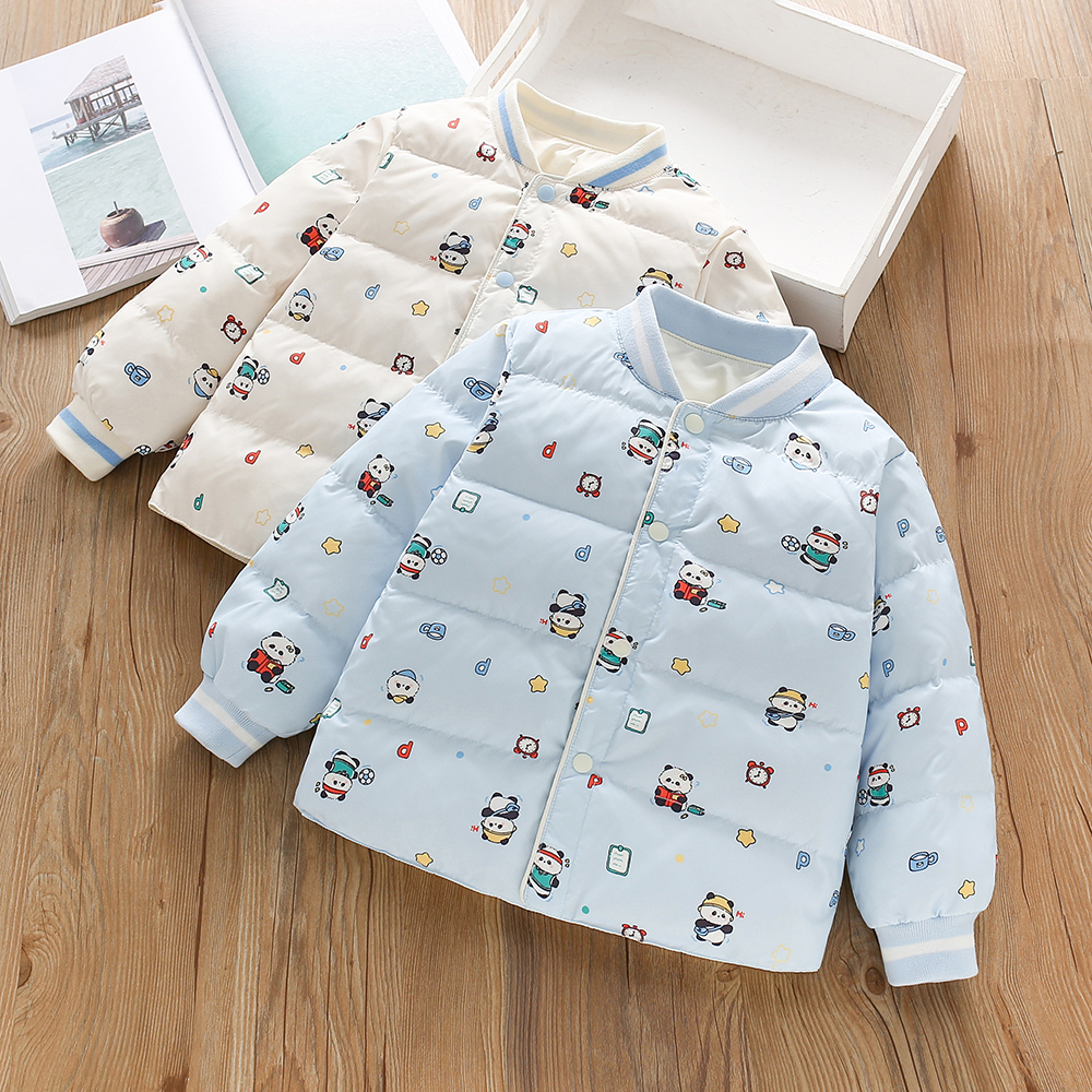 2025秋冬新款童装 男童轻薄羽绒长袖内胆 男宝宝卡通熊猫羽绒外套