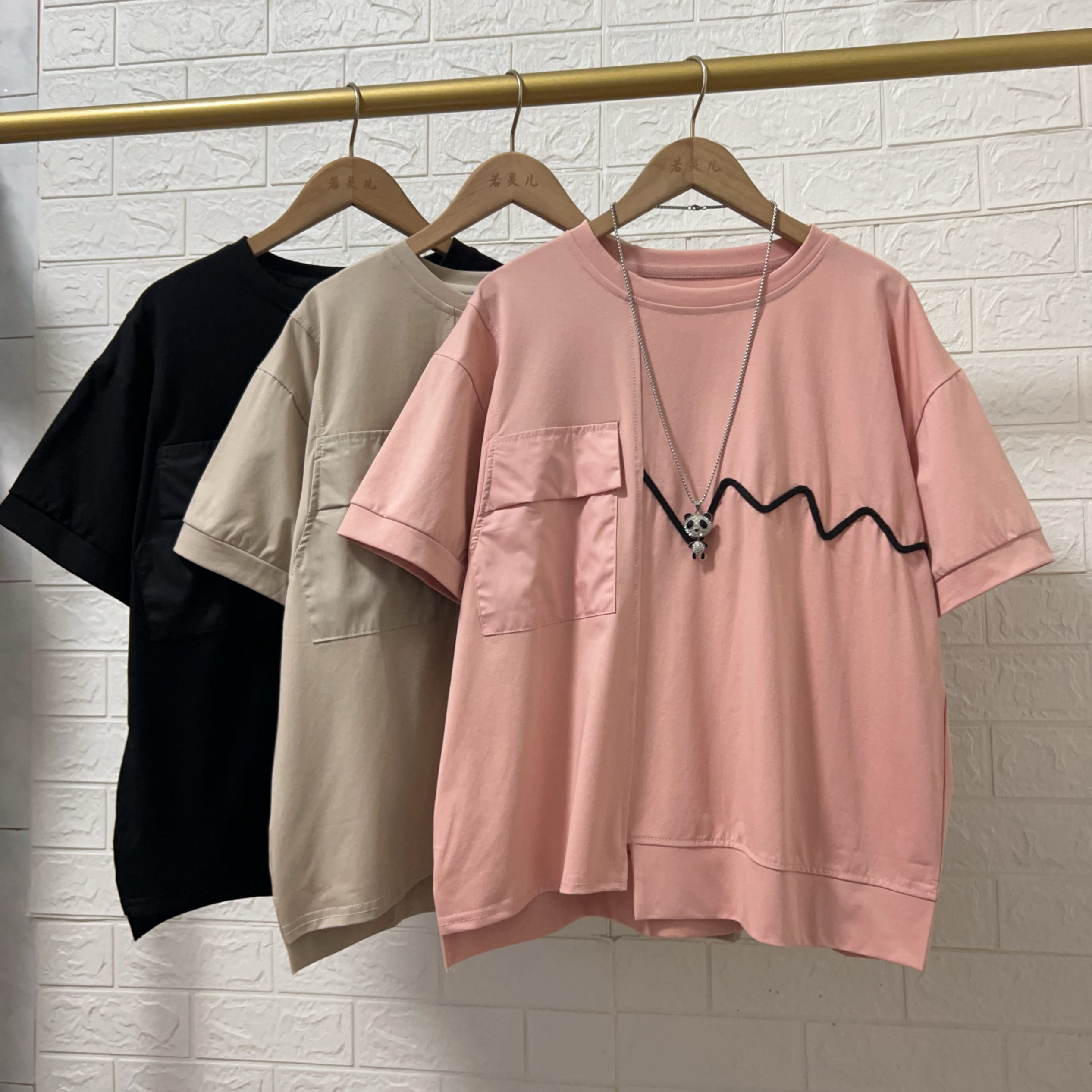 若灵儿短袖棉T恤夏上衣韩版简约百搭宽松休闲遮肉显瘦大码女装,女装/女士精品,T恤,淘宝优惠券,粉丝福利购,淘宝优惠卷