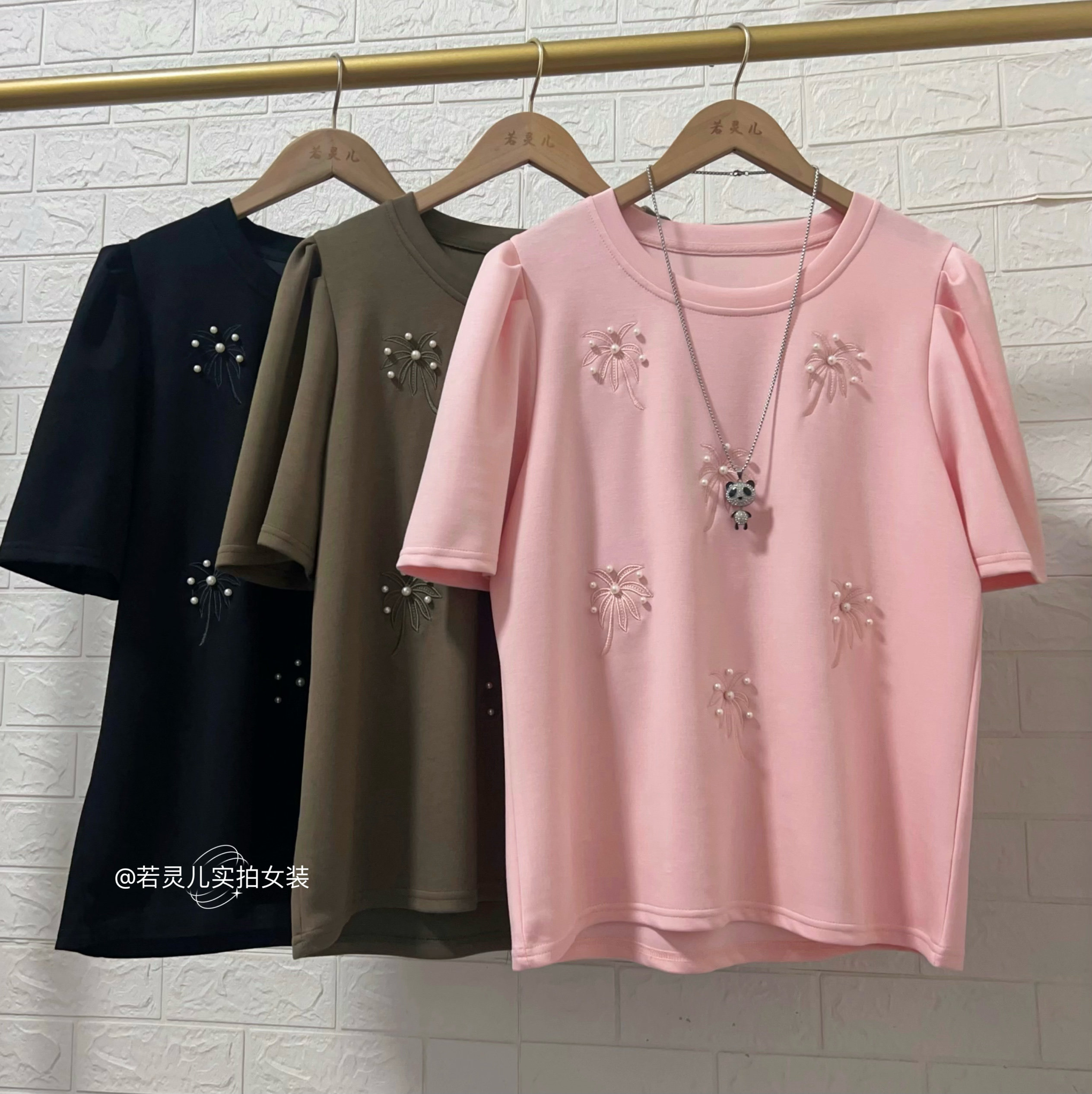 若灵儿空气棉夏季韩版宽松休闲遮肉显瘦简约百搭短袖T恤女装上衣