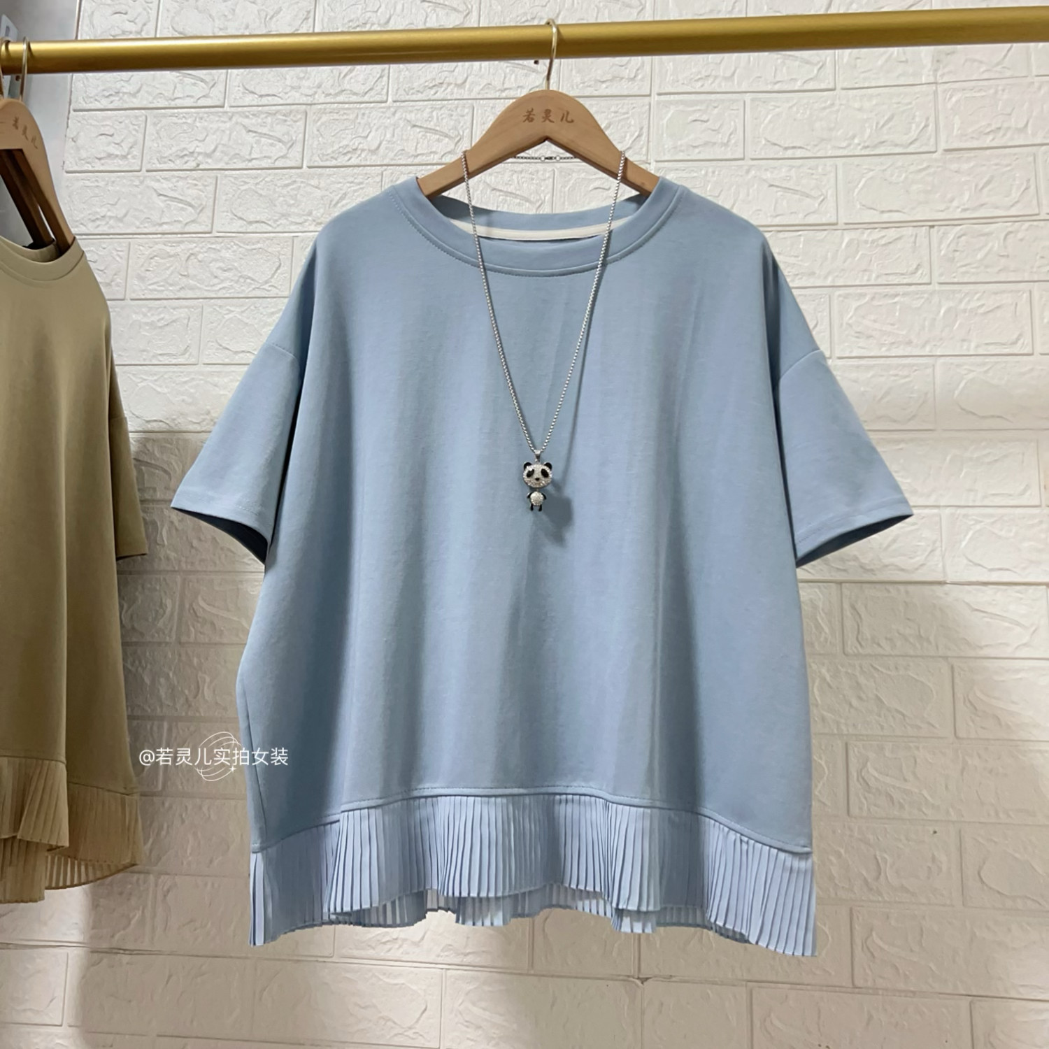 若灵儿夏季韩版宽松休闲遮肉显瘦简约百搭女装短袖大码T恤上衣