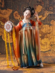 女童飞天汉服秋款长袖敦煌大唐公主儿童古装襦裙琵琶演出服小女孩