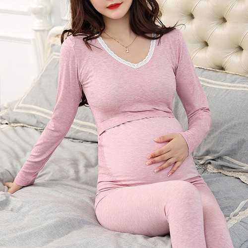 产后喂奶打底衣保暖内衣套装