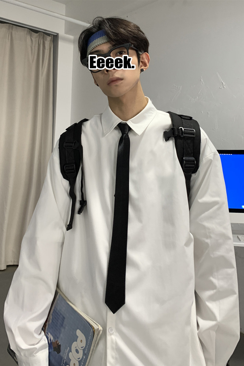 2023春装长袖衬衫dk/jk大码衬衣日系情侣港风学生男A38-P38送领带,男装衬衫,电商A233-1
