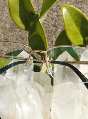 高档5A天然水晶眼镜 石头镜 18K包金纯钛镜框  水晶太阳镜 附证书