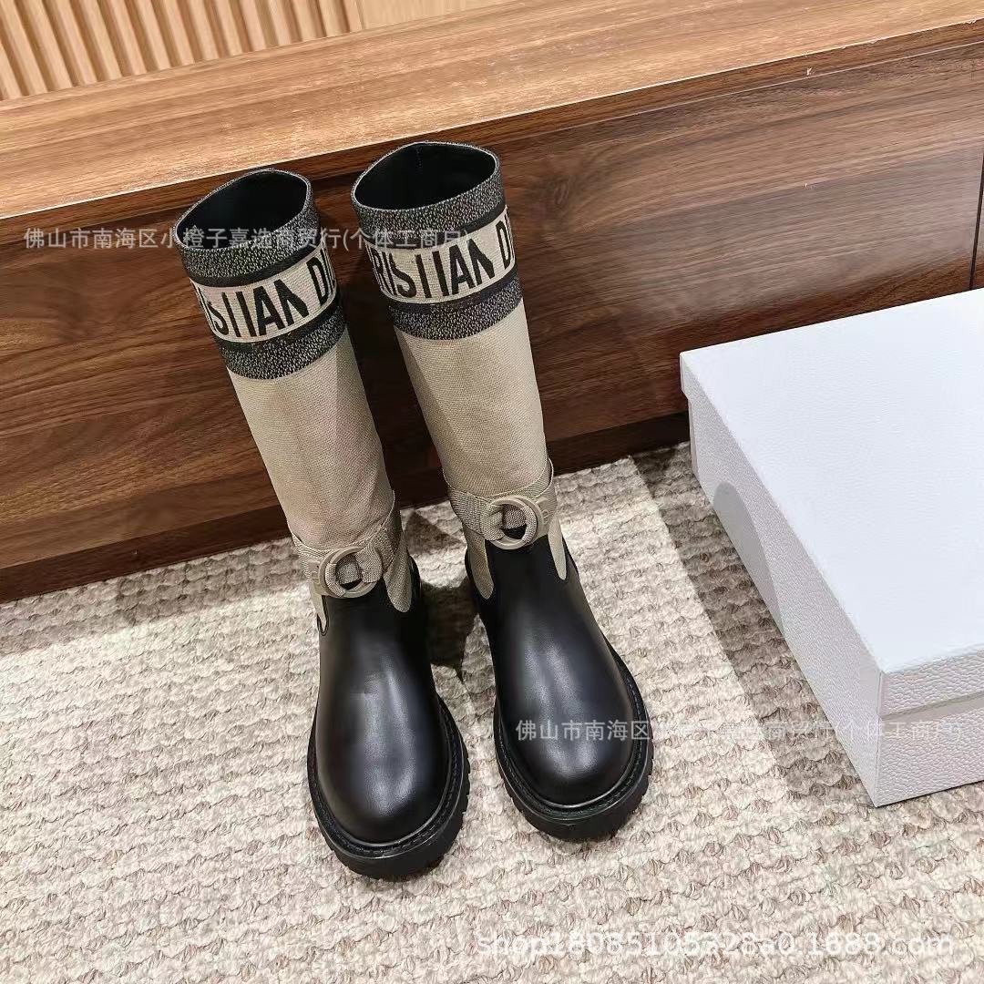 秋冬季ins小众设计感针织长靴