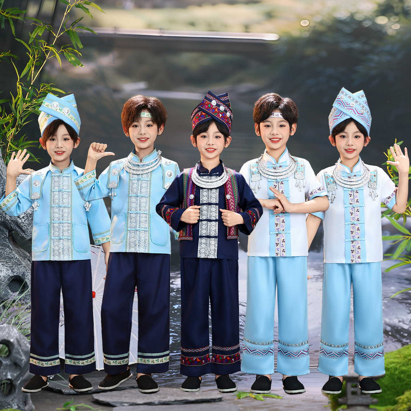 三月三民族服装儿童壮族苗族瑶族幼儿新款广西三月三壮服男童套装
