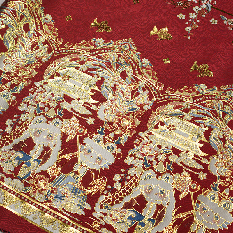 双龙贺喜妆花织金妆花马面裙布料