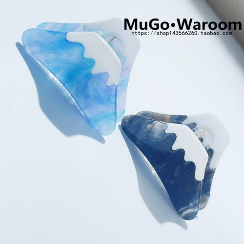 富士山醋酸小众风细闪迷你刘海夹