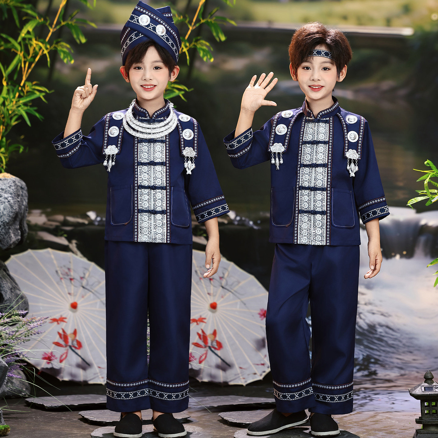 三月三节日壮族男童服装广西少数民族风儿童表演服舞蹈演出服套装