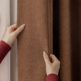 法式 复古至尊羊毛绒遮光棉麻客厅卧室中古风窗帘美拉德落地成品