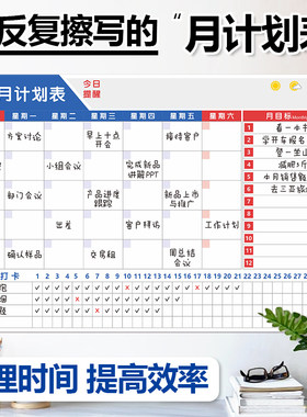 月度办公车间工作计划表白板墙贴