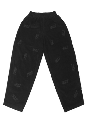 bravoskateco 黑色灯芯绒 VX1000主题黑色刺绣 宽松 滑板裤