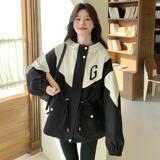 25年春款两色学院风休闲工装连帽风衣外套2D082-K028-P155238，女装短外套，2D082