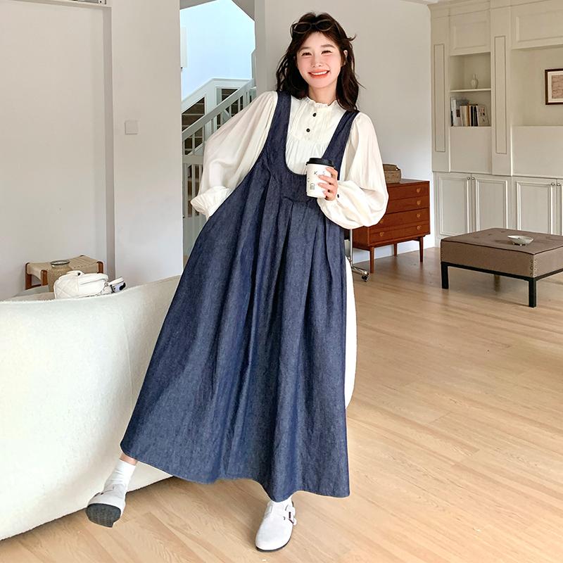 无袖牛仔连衣裙背带裙套装女春秋2025新款小清新高级感减龄爆款,女装连衣裙,2D082