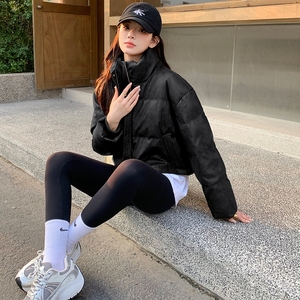 韩版咖色短款羽绒服女2025冬季新款宽松加厚显瘦白鸭绒面包服外套图片