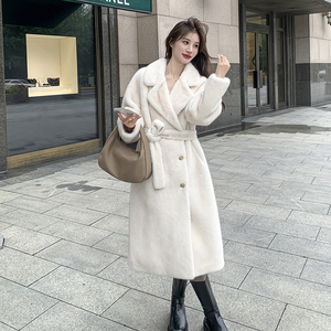 富家千金长款皮毛一体大衣外套女高级感2025新款仿水貂绒环保皮草图片