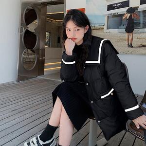 奶呼呼白色海军领羽绒服女冬2024年新款高级设计感超好看短款外套图片