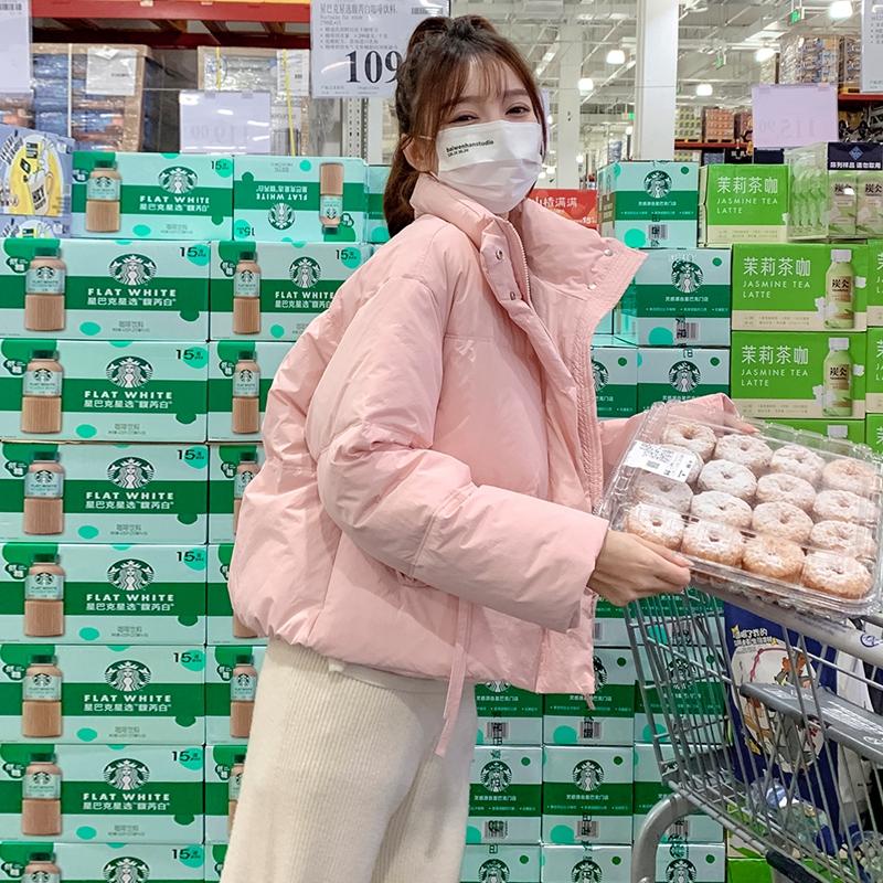韩版短款立领减龄羽绒服女2023冬季新款加厚显瘦面包服白鸭绒外套,女装羽绒服,2D082