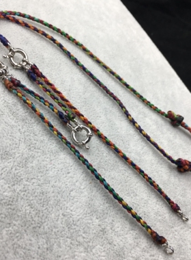 纯手工精编彩色项链绳佛牌链路翁转运珠符管双耳吊坠挂绳多挂伸缩