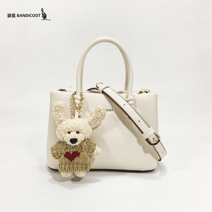 袋鼠女包2026新款 饰可爱甜美百搭少女风小包包潮 手提包小熊挂件装