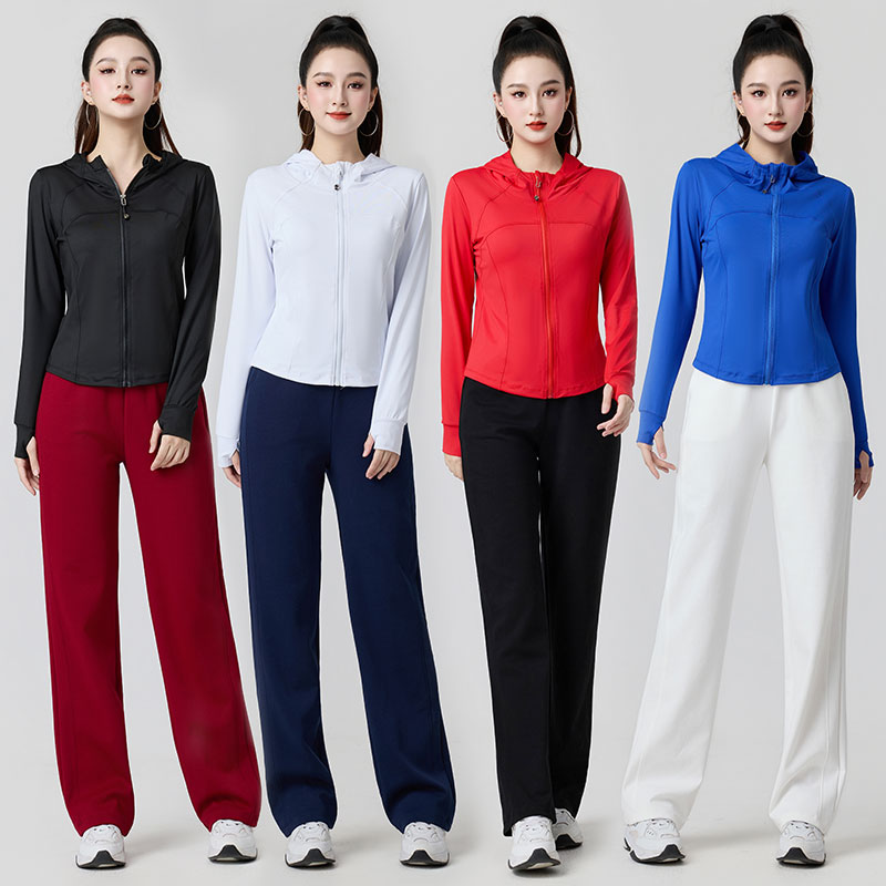 广场舞服新款套装春夏长袖团体工装裤运动曳步舞健身操跳舞衣服女