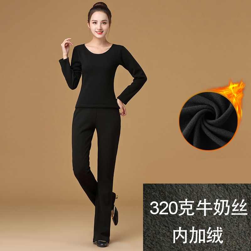 新款加绒加厚长袖牛奶丝现代舞