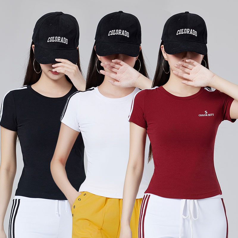 广场舞服装新款短袖t恤T恤舞蹈服装女时尚潮流团体舞蹈服上衣运动