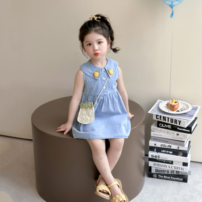 女童连衣裙夏季2025新款洋气韩版儿童薄款牛仔背心裙宝宝夏装裙子