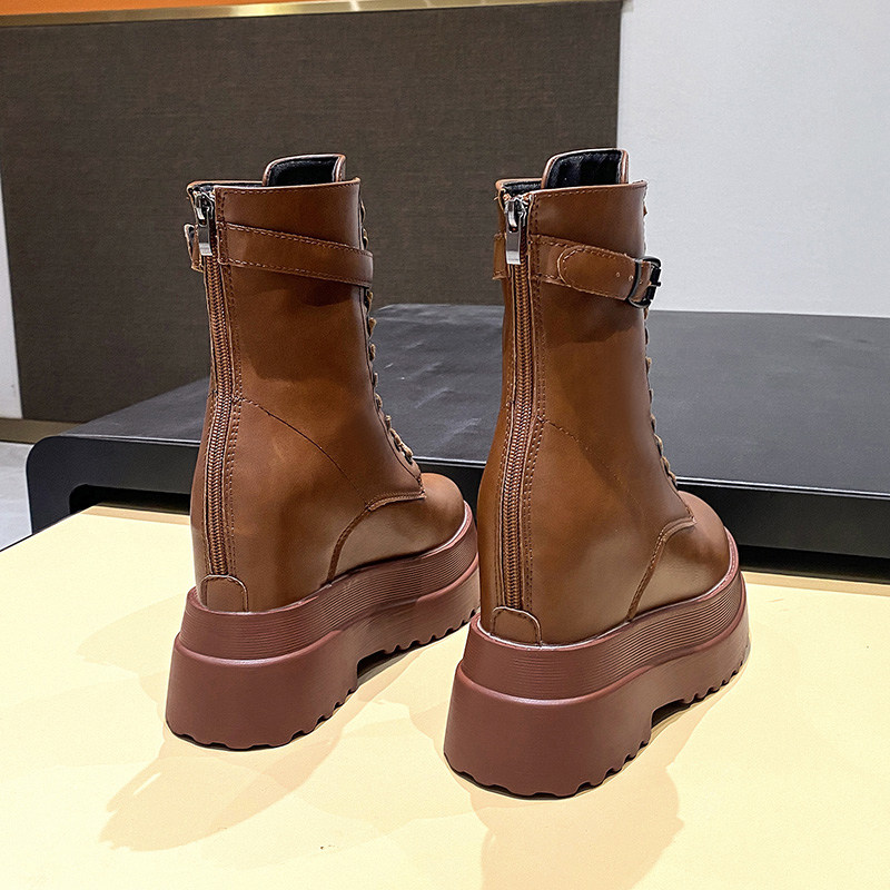 内增高潮流马丁靴女小个子2025年秋季新款百搭韩版机车风中筒女靴