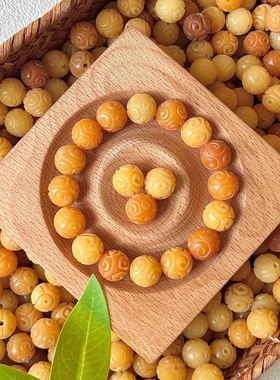 风化菩提根雕刻祥云圆珠手链