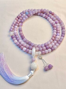 天然冰透紫菩提手串108颗斜跨项链女生款手持文玩菩提子佛珠批发