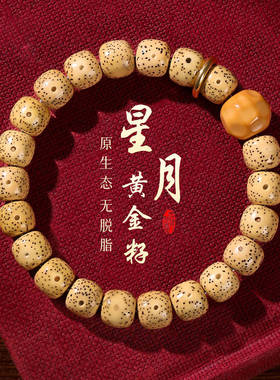 海南精品黄金籽星月菩提手串单圈佛珠男女手链文玩好运珠高油高密