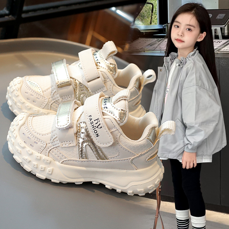 男女童鞋2025春秋新款软底网面中小童运动鞋子耐脏防滑软底老爹鞋