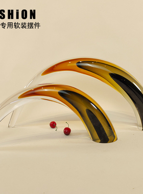 牛角半圆琉璃透明创意工艺品摆件样板房售楼部酒店玄关桌面装饰品