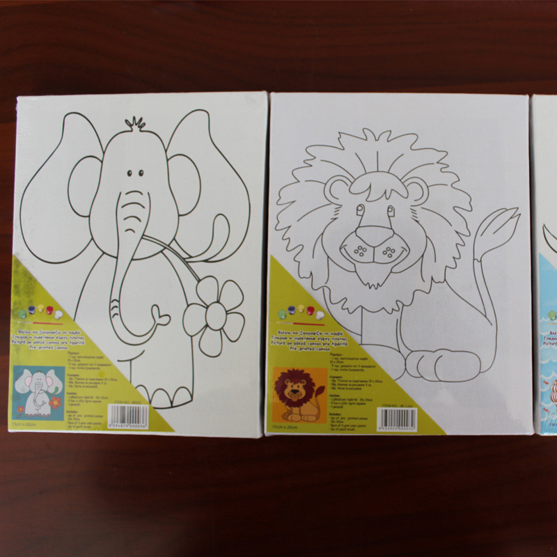 厂家批发学校儿童手工丙烯填色框创意油画卡通动漫DIY绘画画布