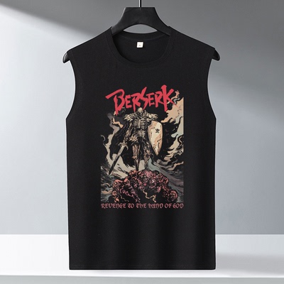 Berserk剑传奇印花无袖短袖T恤男