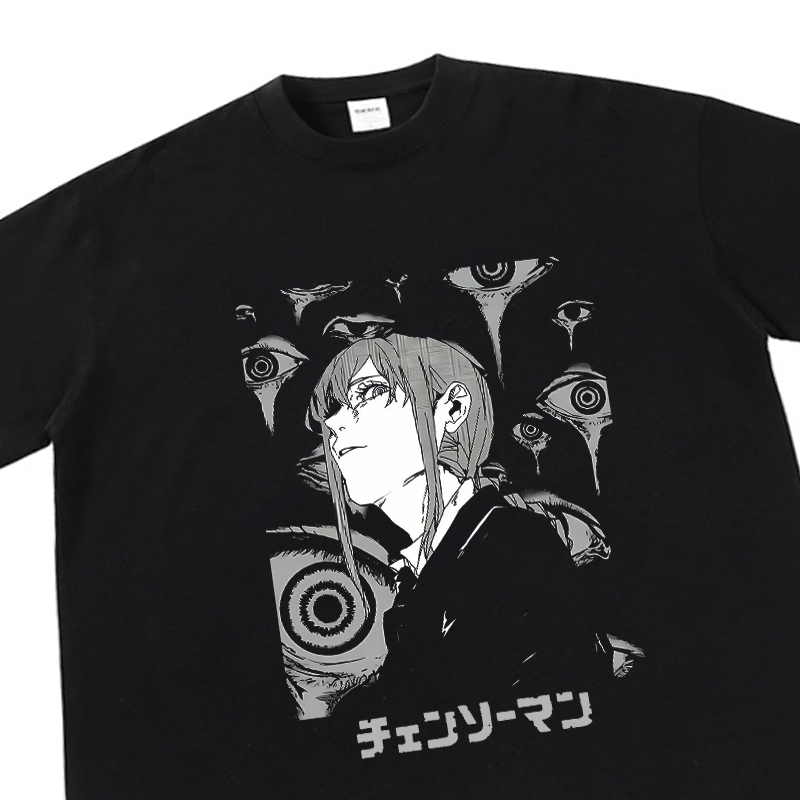 短袖宽松纯棉青少年电锯人玛奇玛