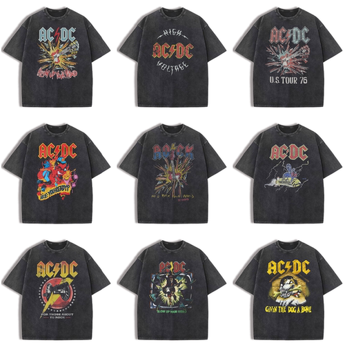 AC/DC乐队纯棉圆领摇滚短袖T恤