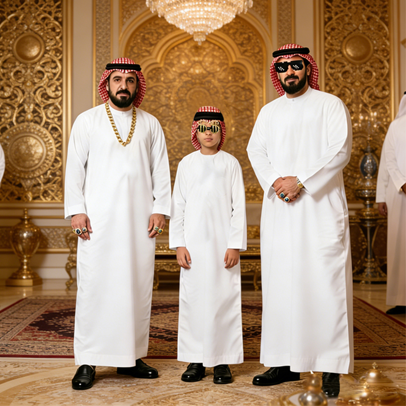 迪拜土豪白色长袍男士演出服
