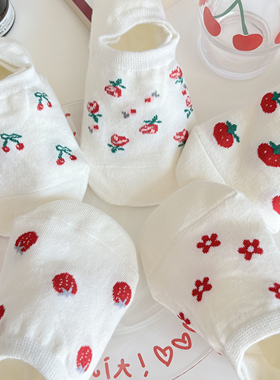 白色袜子女夏季薄款浅口隐形船袜日系纯棉短袜套ins潮硅胶不掉跟