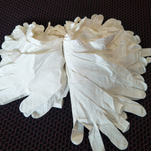 12寸加长加厚白色一次性丁晴丁腈耐油耐酸碱橡胶手套乳胶手套B级