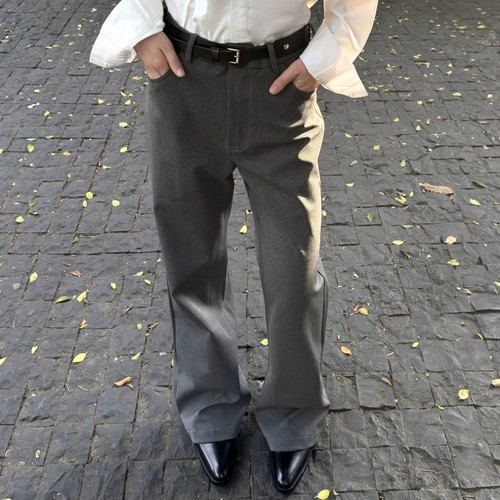 RIETI 通勤修身微喇TR混纺立体西裤 cleanfi垂感休闲裤百搭长裤男