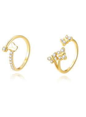 s925纯银镶锆石戒指超仙蝴蝶