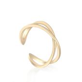 纯14K黄金戒指风简约X交叉立体开口戒指指环双层单戒子1.3 1.5g