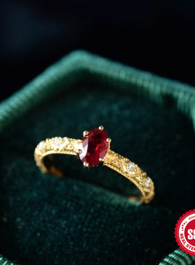 S925纯银蛋形镀金开口戒指可调节欧美热销优雅复古宫廷风食指戒子