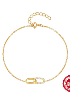 新款925纯银交叉双扣锆石镶嵌日