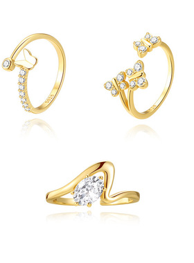 S925银镶锆钻蝴蝶开口戒指