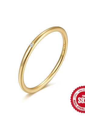 S925纯银小众设计时尚INS极简百搭戒指日韩简约风锆石细环食指戒