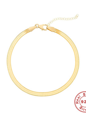 S925纯银扁蛇手链 亚马逊热销ins风时尚简约百搭创意款首饰女手链